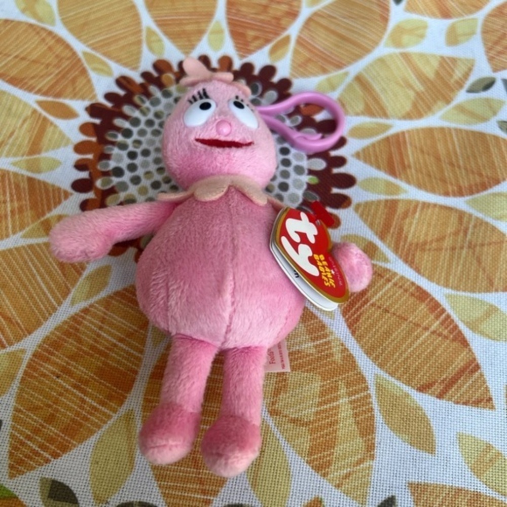 TY Beanie Baby - Foofa Nick Jr. - Yo Gabba Gabba) (Plastic Key Clip)  5”- New